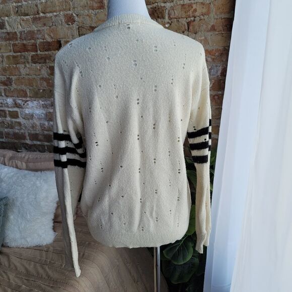 Gilded Intent Cream and Black Crew Neck Boyfriend Sweater - Picture 4 of 6